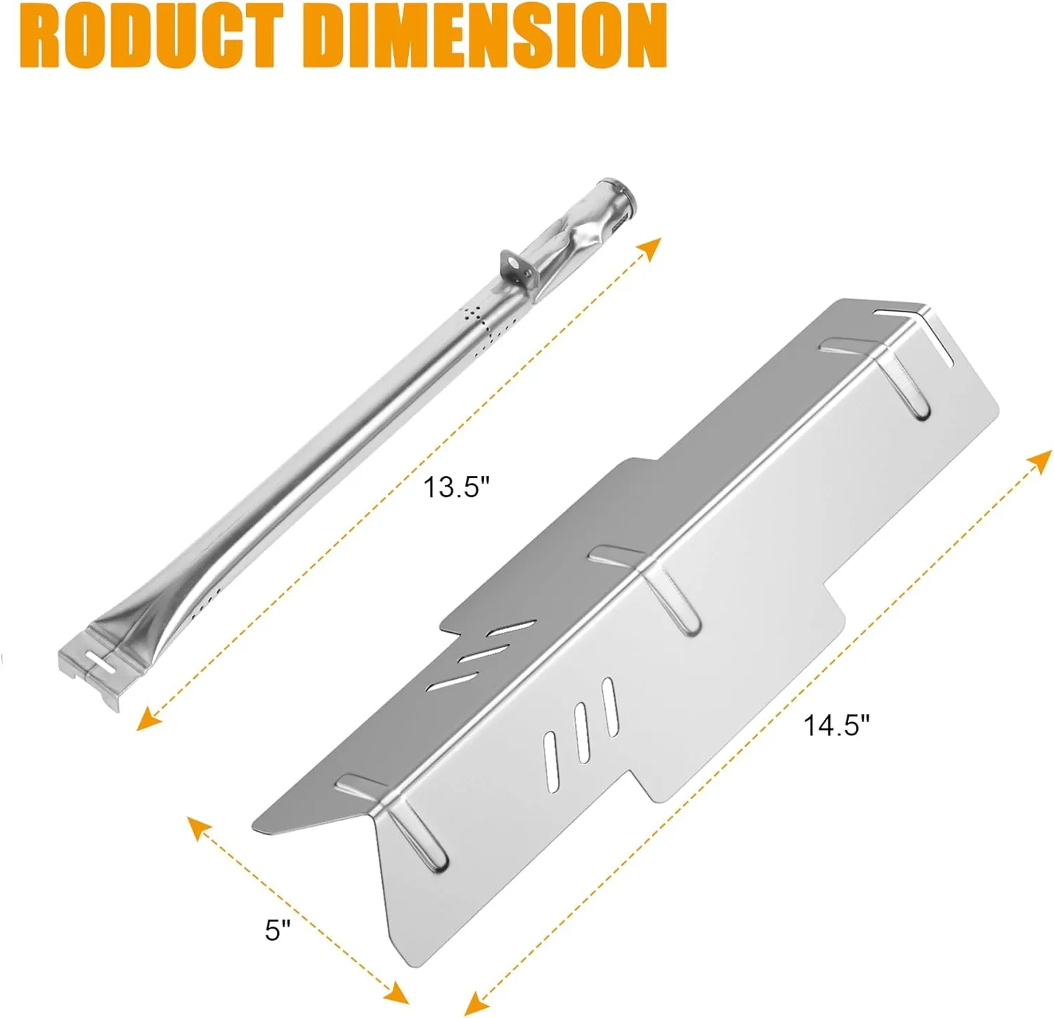 BBQ-PLUS Grill Heat Plates and Burner Replacement for Dyna-Glo BBQ Grill Models DGF350CSP, DGF350CSP-D,Stainless Steel Heat Shield Repair Kit for Dyna-Glo Gas Grill