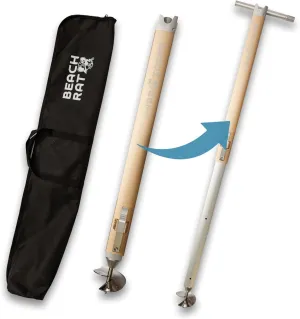 Beach Rat Anchor & Case - Pontoon Anchor, Tritoon Anchor, Shallow Water Boat Anchor & Sandbar Anchor - Premier Screw In Boat Anchor - Stainless Steel Auger & Telescoping Aluminum Anchor Pole Accessory