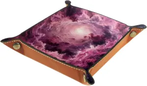 Beautiful Romantic Galaxy Small Stacking Jewelry Organizer Trays, Desk Drawer Earring and Bracelet Tray Organizer, Key Tray for Entryway Table, Decorative Storage Solution, 16x16cm, snh-001