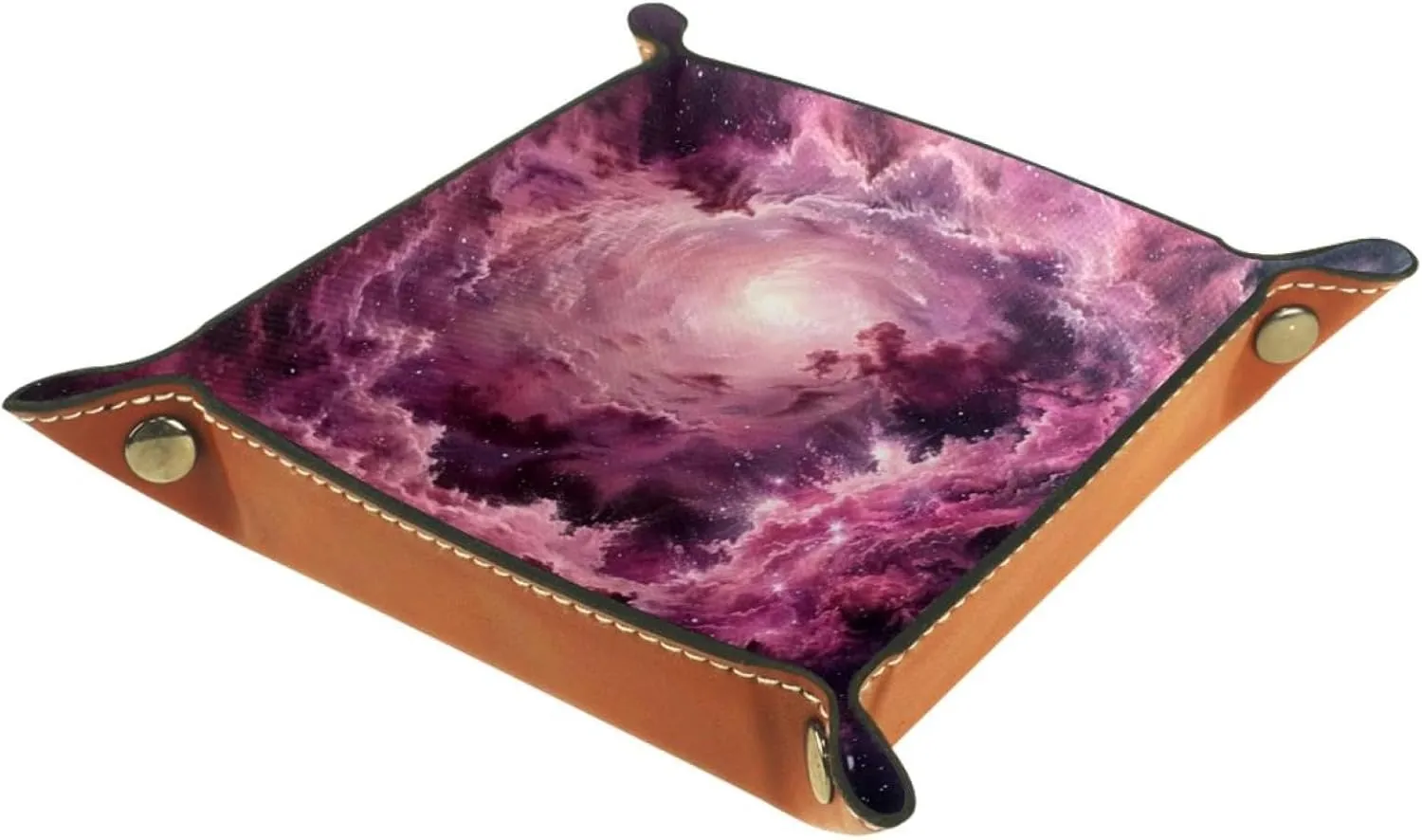 Beautiful Romantic Galaxy Small Stacking Jewelry Organizer Trays, Desk Drawer Earring and Bracelet Tray Organizer, Key Tray for Entryway Table, Decorative Storage Solution, 16x16cm, snh-001