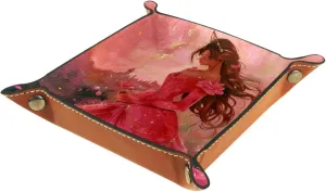 Beautiful Rose Dream Princess Stacking Jewelry Organizer Trays, Small Desk Drawer Organizer Tray for Earrings, Bracelets, Rings, Key Tray for Entryway Table, Decorative and Functional