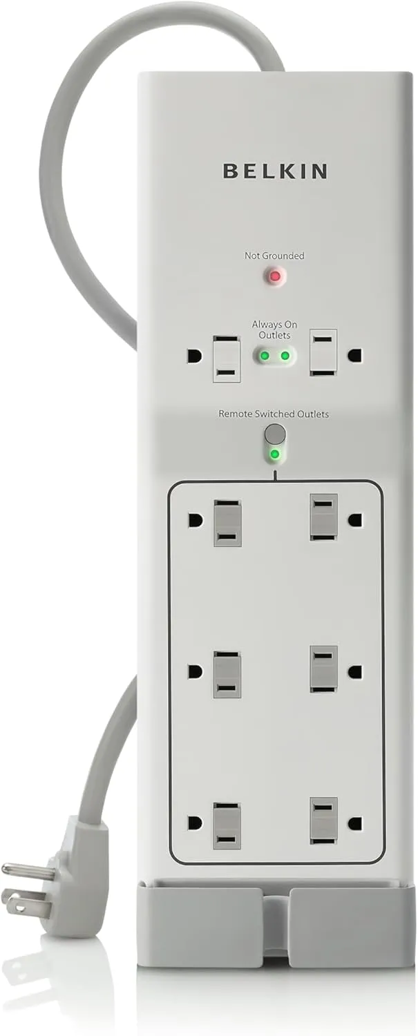Belkin 8-Outlet Conserve Switch Surge Protector, 4ft Cord and Remote, White