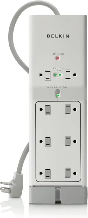 Belkin 8-Outlet Conserve Switch Surge Protector, 4ft Cord and Remote, White