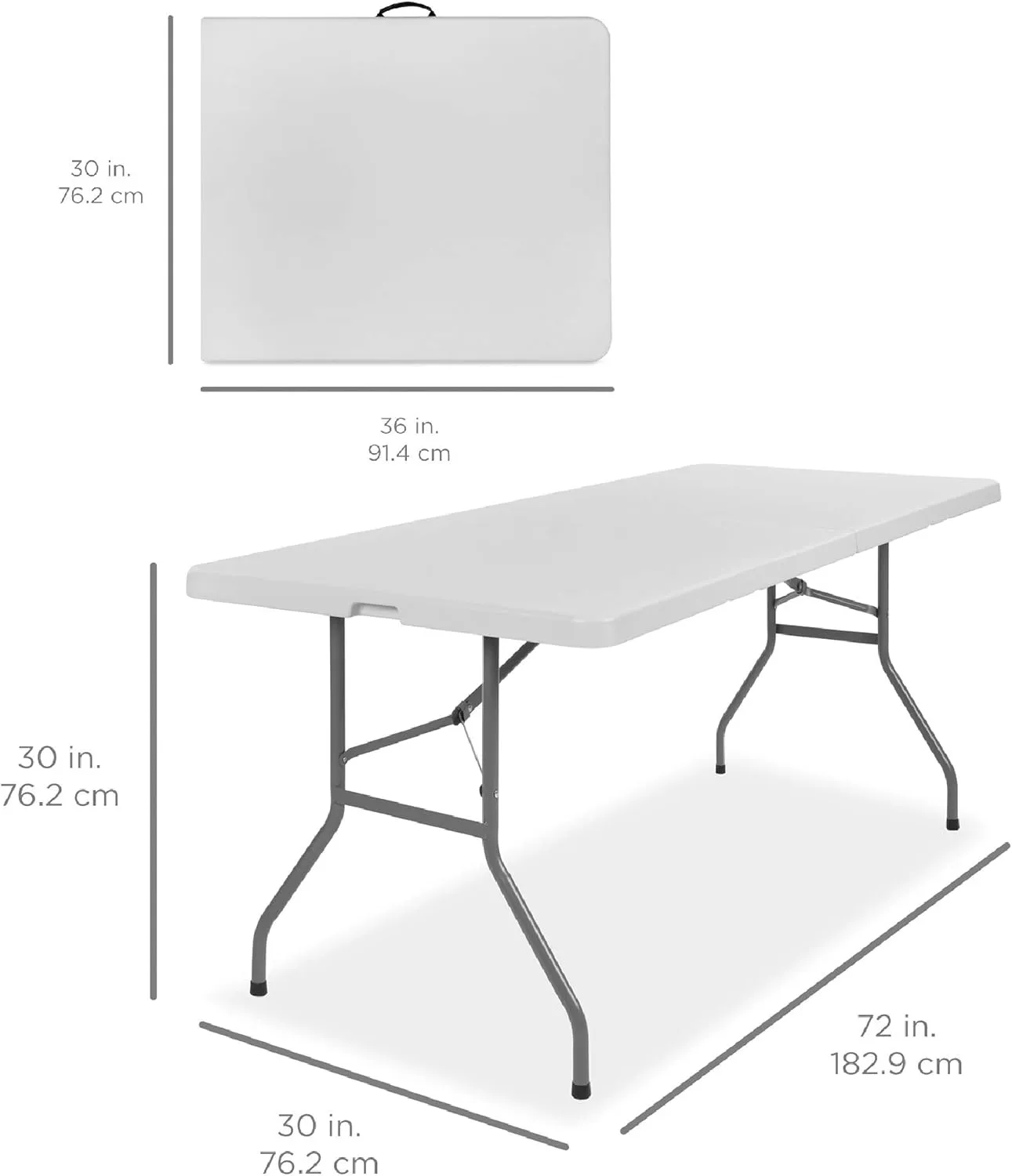 Best Choice Products 6ft Plastic Folding Table, Indoor Outdoor Heavy Duty Portable w/Handle, Lock for Picnic, Party, Camping - White