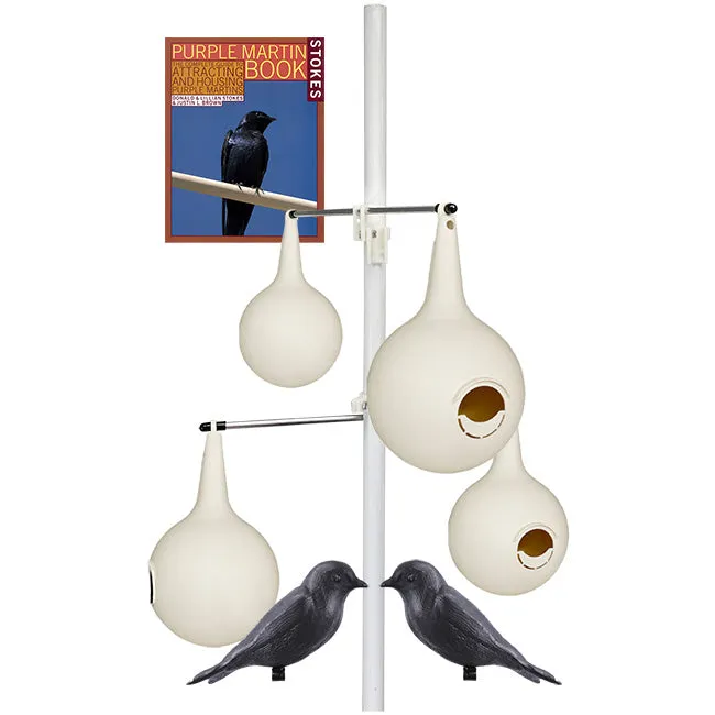 BestNest Classic Purple Martin Gourds and Pole Package