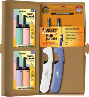 BIC Lighter Combination 2 Multi-Purpose Lighters with Long Metal Wand, Classic Collection, and 4 EZ Reach Pastel Candle Lighters, The Ultimate Lighter with Wand, Assorted Colors