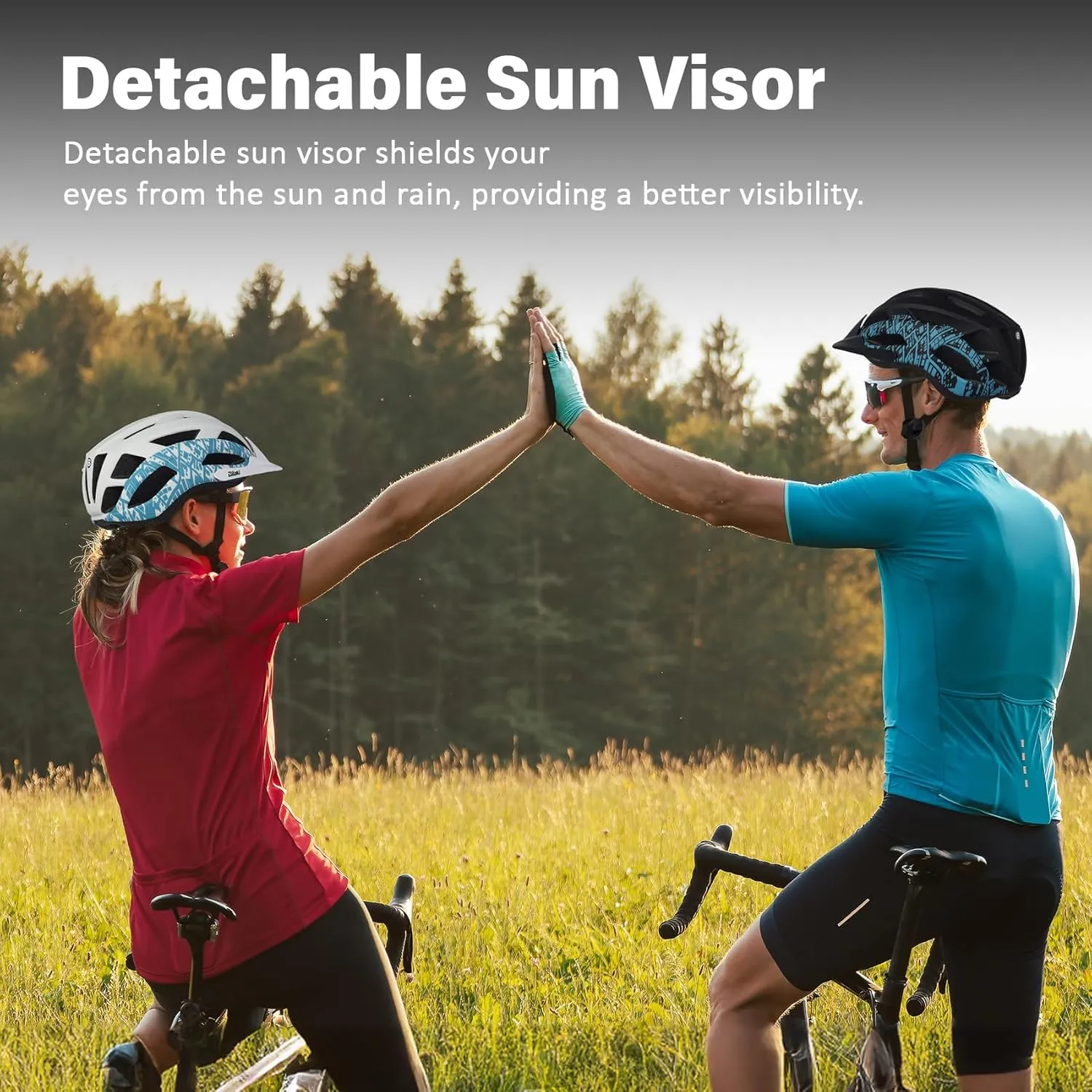 Bike Helmet for Adults Women Men Youth Kids, Lightweight Mountain Road Bicycle Cycling Helmets with Adjustable Dial, 2 Detachable Visor