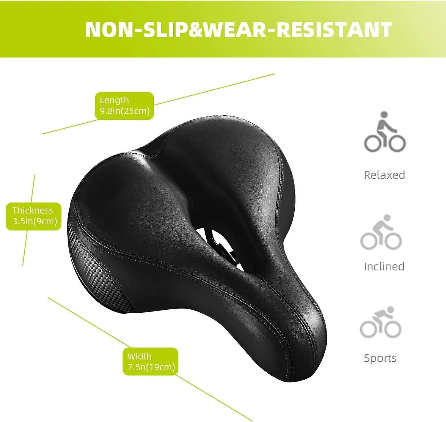 Bike Seat Most Comfortable Bicycle Seat Dual Shock Absorbing Memory Foam Water