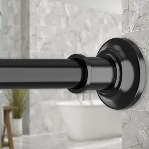 Black Long Curtain Rod Tension Shower Curtain Rods 30 to 120 inch Adjustable Spring Heavy Duty Rods for Bathroom Windows Outdoor No Drill No Slip Stainless Steel