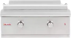 BLAZE 30-Inch Built-In Natural Gas Outdoor Griddle with Illuminated Control Knobs and a Push and Turn Flame Thrower , Stainless Steel