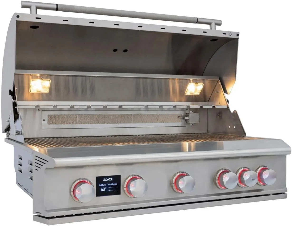 Blaze LTE PRO | 40-Inch 5 Burner Grill | Built-in Natural Gas Grill | Professional Stainless Steel BBQ | Rear Infrared Burner   Rotisserie Kit | BLZ-5LTEPRO-NG