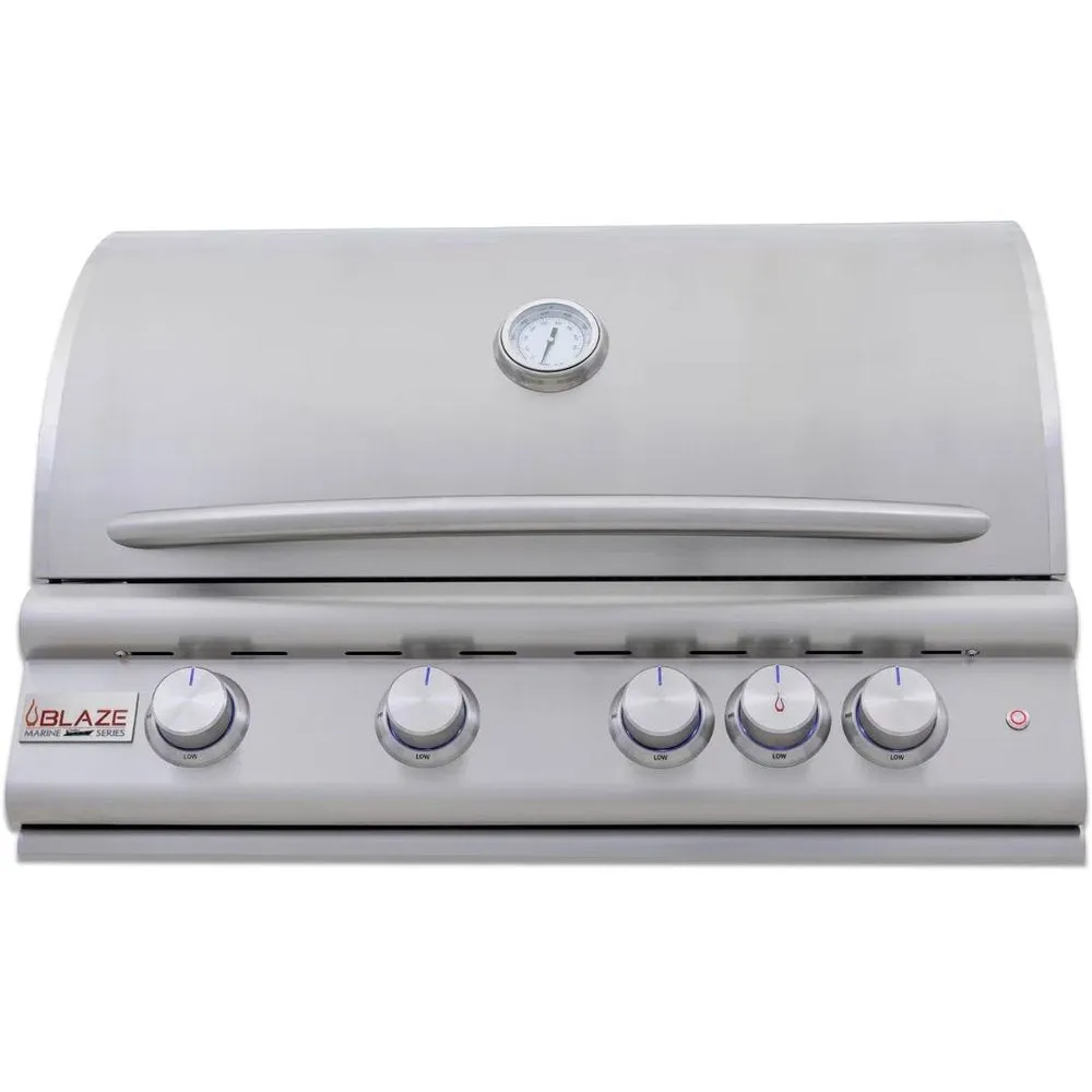 Blaze Premium LTE  Marine Grade 32-Inch 4-Burner Built-In Gas W/ Rear Infrared Burner & Lift-Assist Hood - BLZ-4LTE3MG-(LP/NG)