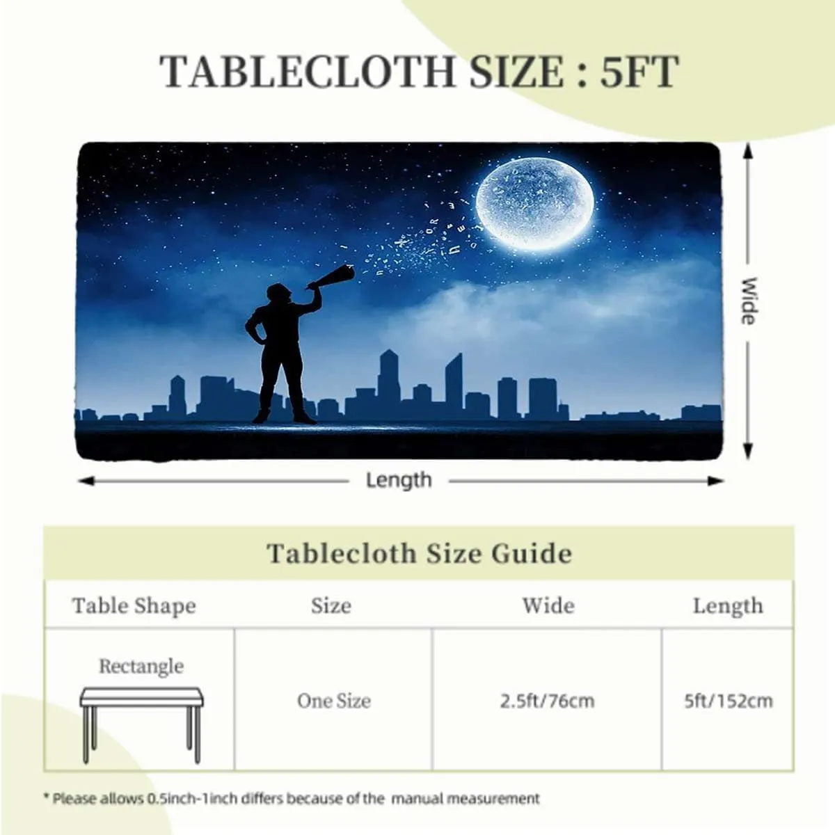 Blue Elastic Edged Table Covers Stars and Astronaut Galaxy Outer Space Table Cloth for Indoor Outdoor Picnic Parties,for 5 Foot Tables Space