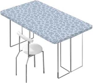 Blue Rectangle Table Cloth Cover, Flowers Vintage Bohemian Design Waterproof Wipeable Table Cloth Protector Antique Design Fits up 5 Foot Tables