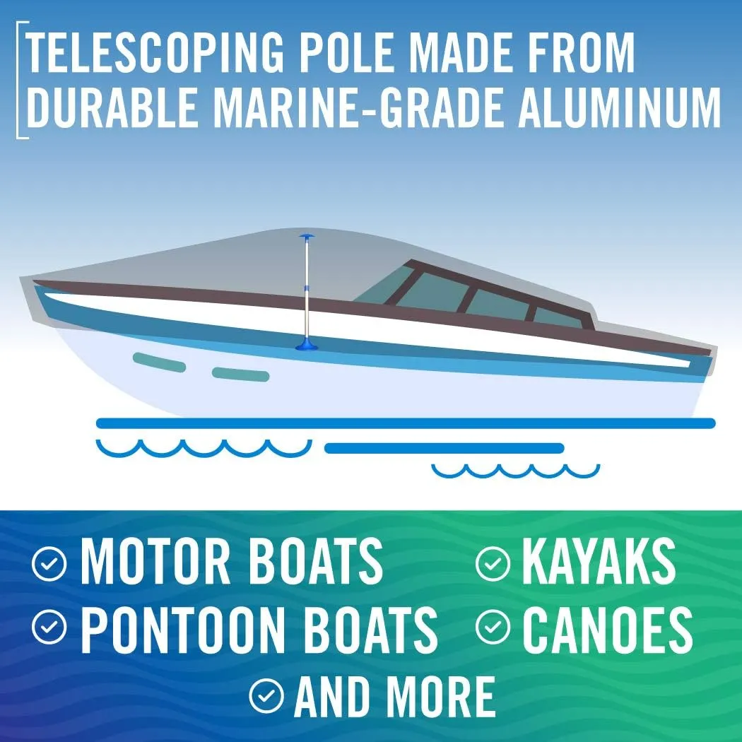 Boat Cover Support Pole, Adjustable Support System for Jon Boats, Pontoons, Aluminum Tarps, Bimini Tops, Marine Grade, 2 Pack