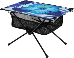 Bolaz Outdoor Folding Portable Picnic Camping Table-Blue Tropical Flower,Storage Mesh for Camping Gear Accessories, Hiking, Mountaineering, Outdoor Travel