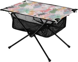 Bolaz Outdoor Folding Portable Picnic Camping Table-Cartoon Cute Rabbit Pattern2,Storage Mesh for Camping Gear Accessories, Hiking, Mountaineering, Outdoor Travel