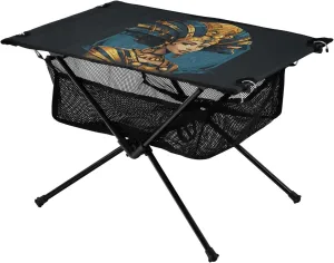 Bolaz Outdoor Folding Portable Picnic Camping Table-Egypt Woman Pattern3,Storage Mesh for Camping Gear Accessories, Hiking, Mountaineering, Outdoor Travel