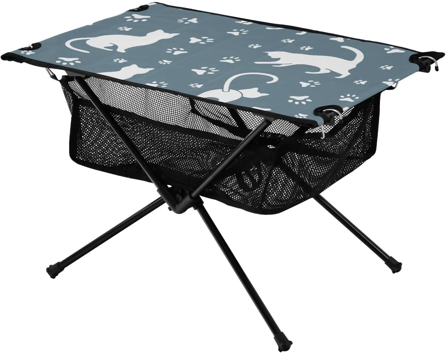 Bolaz Outdoor Folding Portable Picnic Camping Table-Fun Cat Paw,Storage Mesh for Camping Gear Accessories, Hiking, Mountaineering, Outdoor Travel