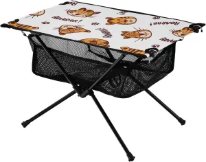 Bolaz Outdoor Folding Portable Picnic Camping Table-Funny Tigar Pattern,Storage Mesh for Camping Gear Accessories, Hiking, Mountaineering, Outdoor Travel