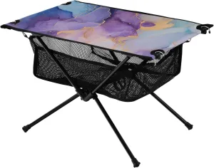 Bolaz Outdoor Folding Portable Picnic Camping Table-Purple and Blue Marble,Storage Mesh for Camping Gear Accessories, Hiking, Mountaineering, Outdoor Travel