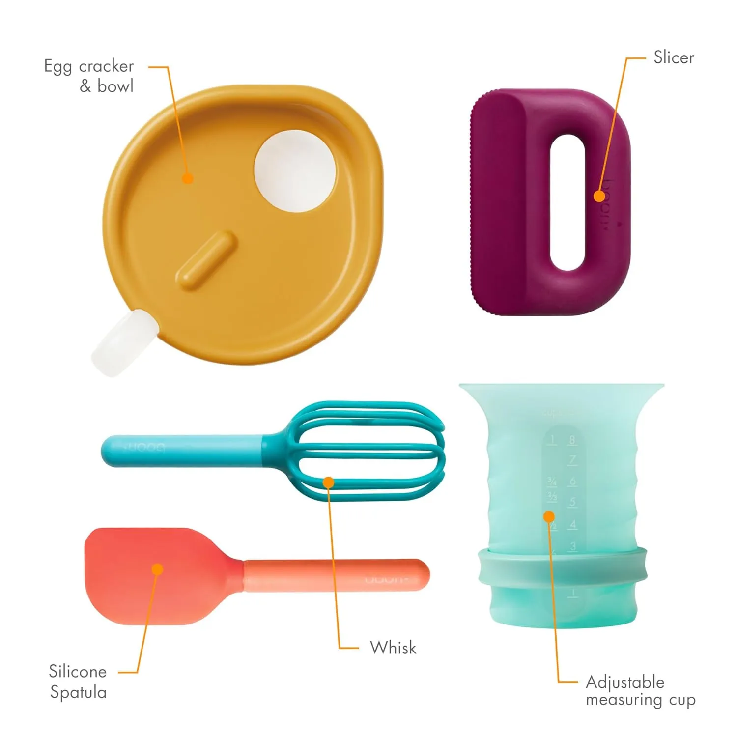 Boon Pivot Toddler Tower and Intro Kids Kitchen Accessories Bundle - Kids Cooking Set and Folding Step Stool - Gray - Kids Kitchen Set Includes Measuring Cup, Egg Cracker, Whisk, Chopper, and Spatula