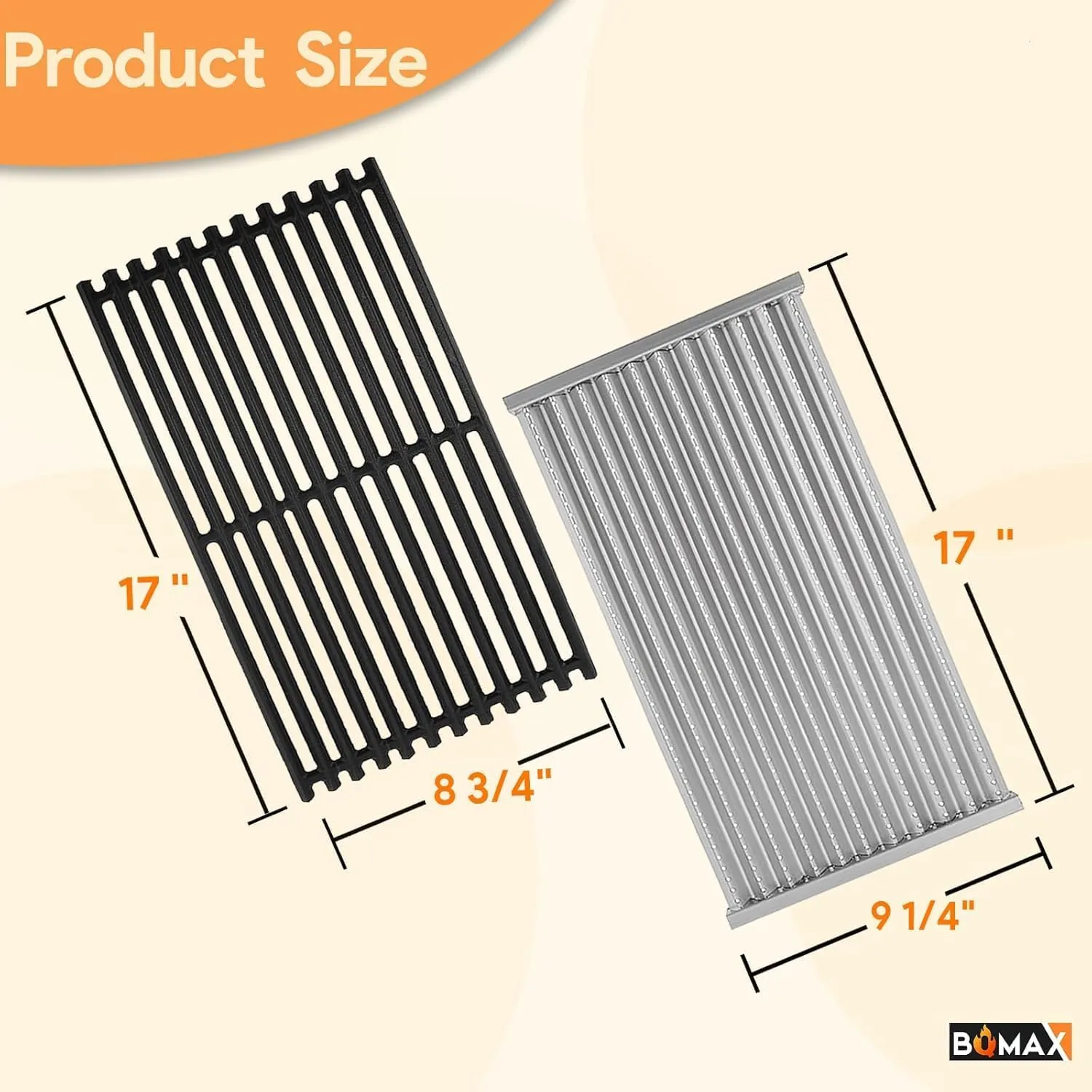 BQMAX Grill Grate for Charbroil Tru-Infrared 466642416 463644220 463632320 463642316 463675016 463644220, Stamped Stainless Steel Emitter and Cooking