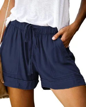 BTFBM Summer Shorts for Women 2025 Casual Elastic Waist Drawstring Lightweight Beach Lounge Short Pants Pockets