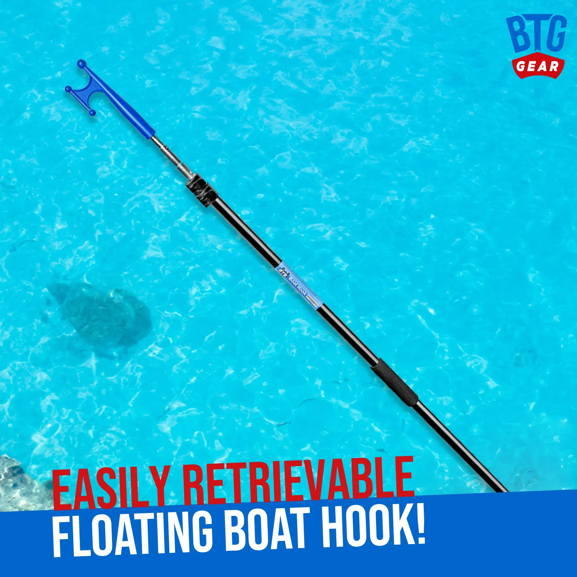 BTG Gear Telescoping Boat Pole w/ Hook for Docking, Floating, Extra-Strong Aluminum