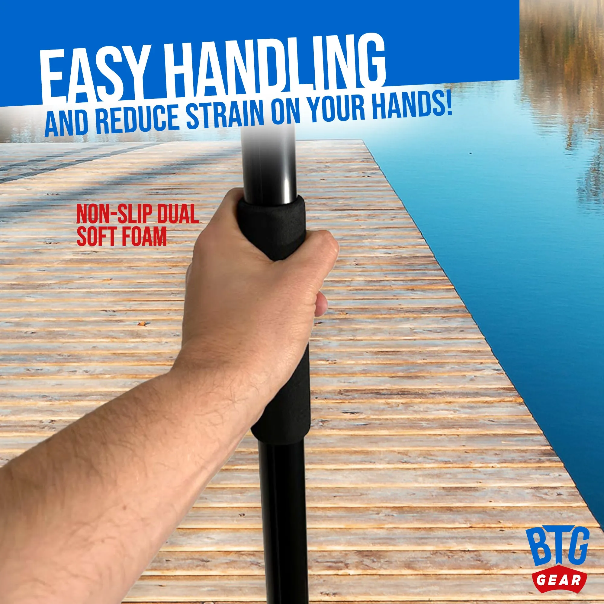 BTG Gear Telescoping Boat Pole w/ Hook for Docking, Floating, Extra-Strong Aluminum