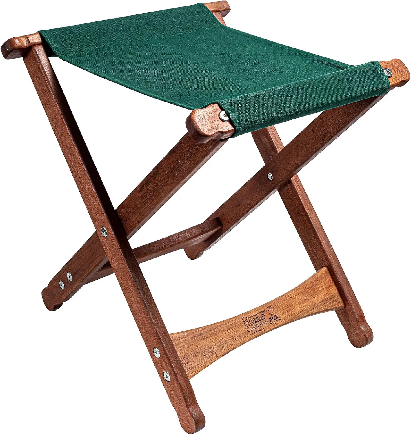 BYER OF MAINE, Pangean, Folding Stool, Green, Hardwood, Easy to Fold and Carry, Wood Folding Stool, Canvas Camp Stool, Perfect for Camping, Matches All Furniture in The Pangean Line