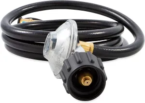 Camco Low Pressure Gas Regulator with 6' Hose and Female Quick Connect x Acme Nut- Simple and Quick Install - Use with Low Pressure Gas Appliances (57629)