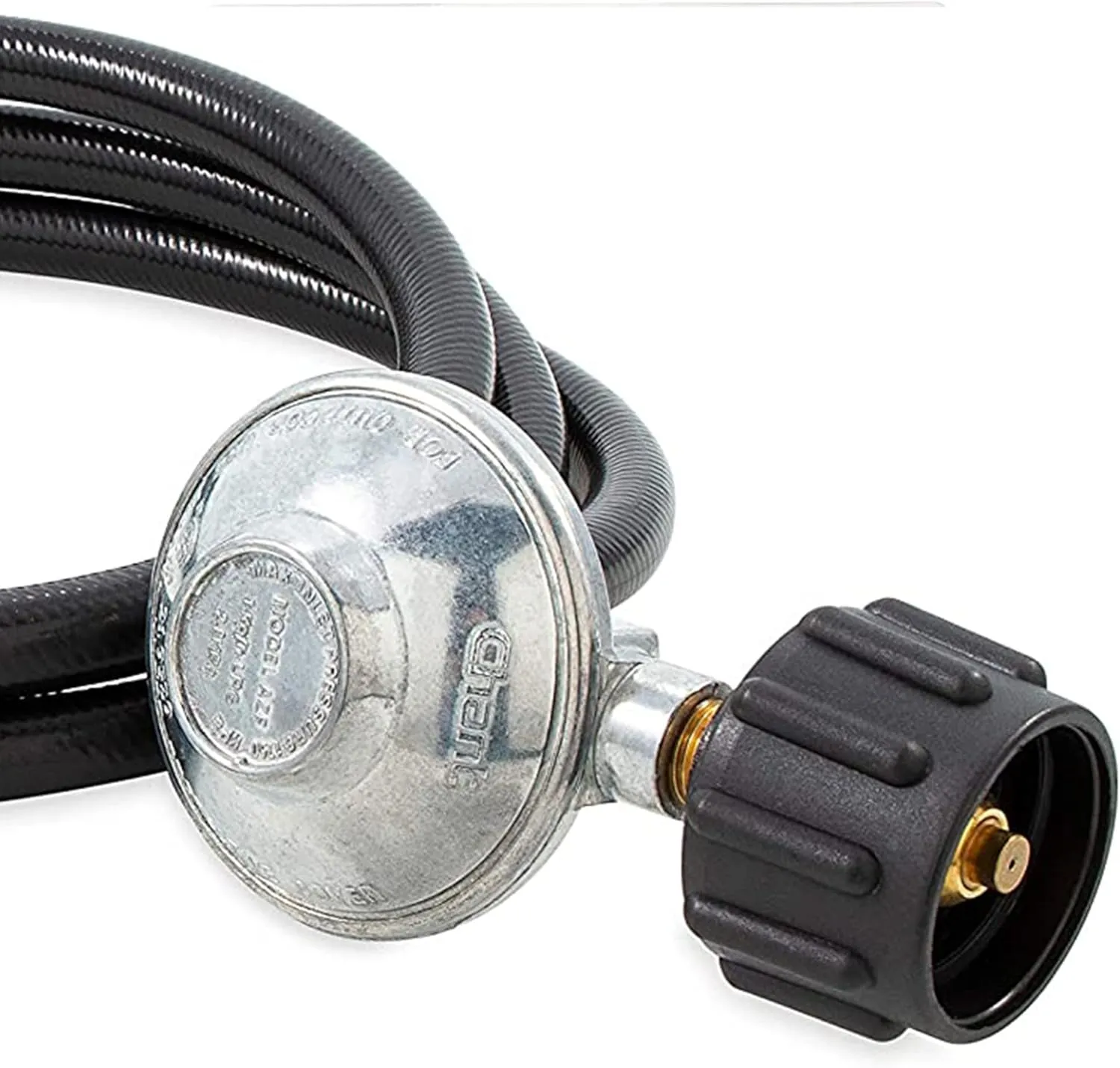 Camco Low Pressure Gas Regulator with 6' Hose and Female Quick Connect x Acme Nut- Simple and Quick Install - Use with Low Pressure Gas Appliances (57629)