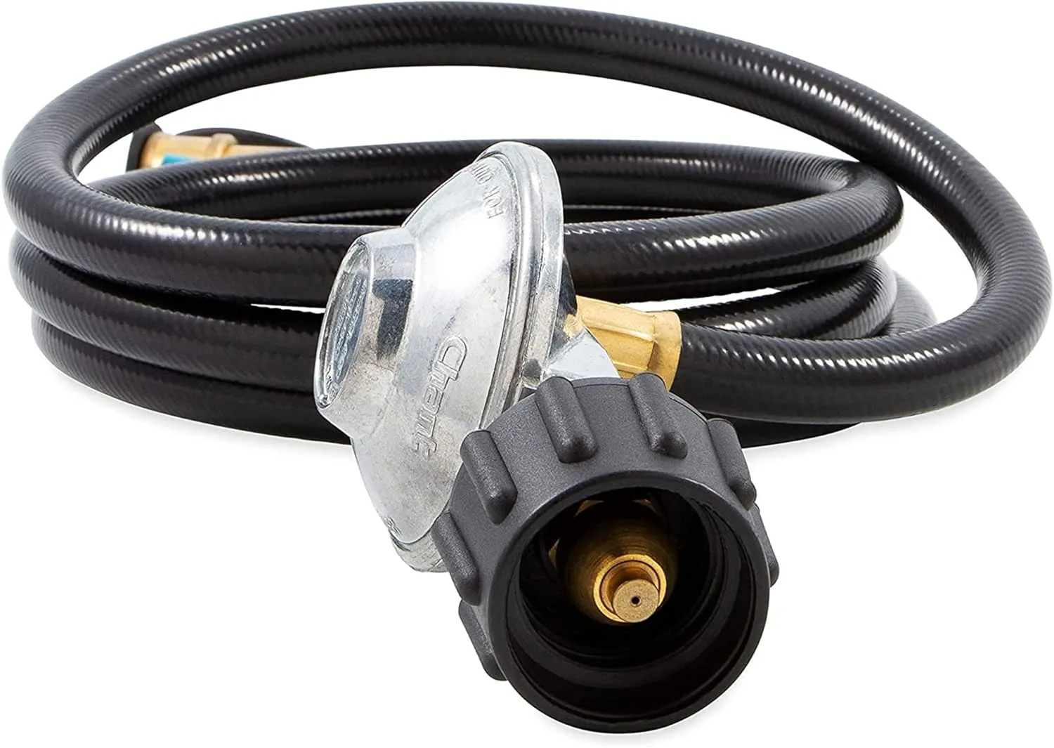 Camco Low Pressure Gas Regulator with 6' Hose and Female Quick Connect x Acme Nut- Simple and Quick Install - Use with Low Pressure Gas Appliances (57629)