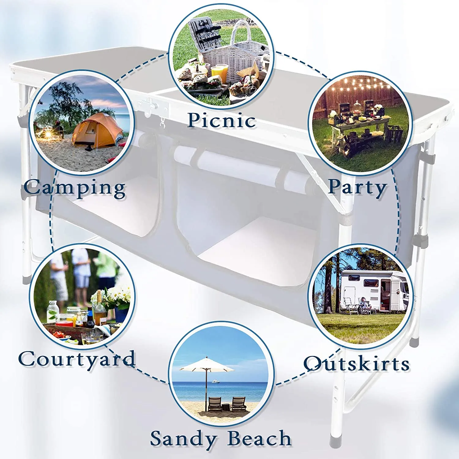 Camp Field Camping Table with Adjustable Legs for Beach, Backyards, BBQ, Party and Picnic Table …