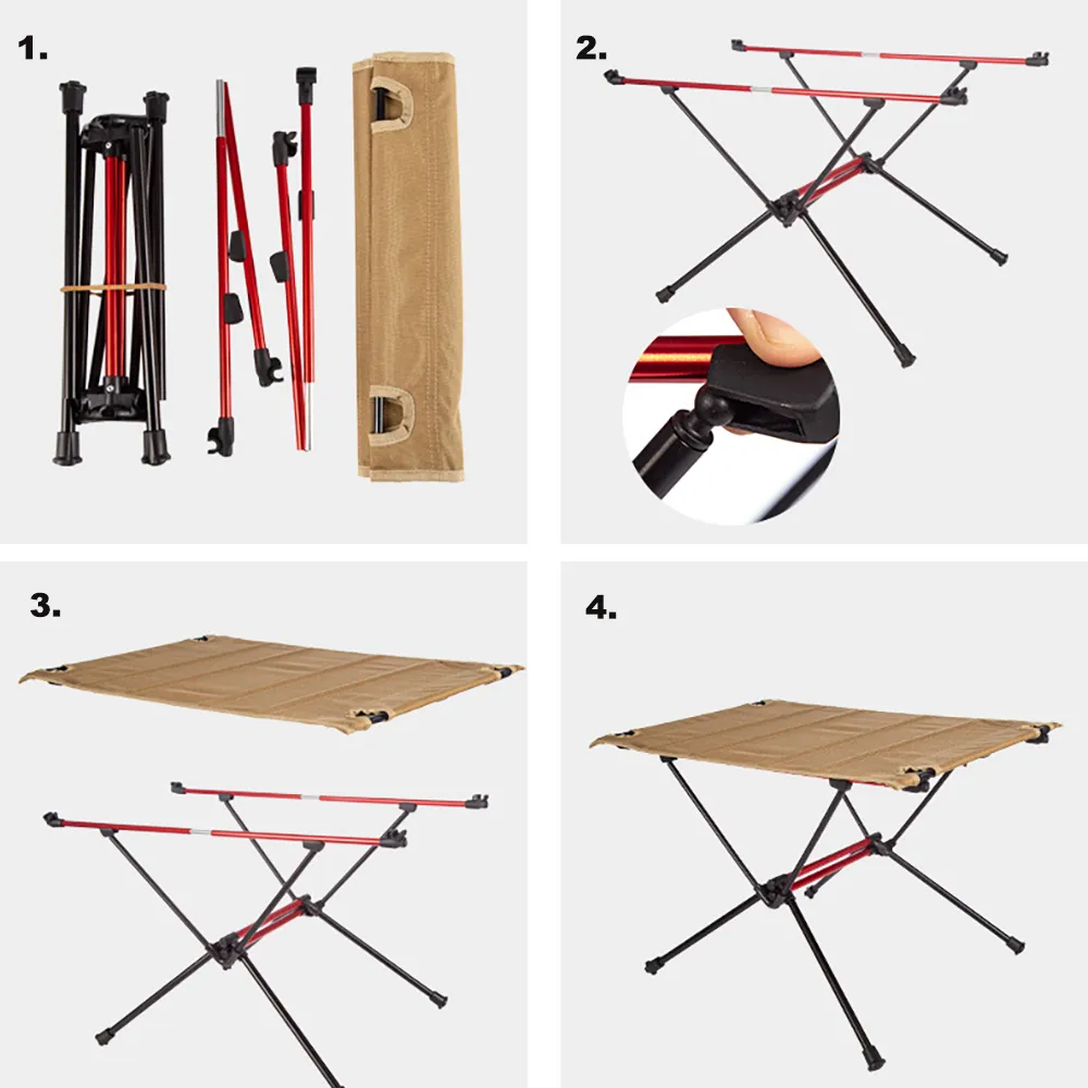 Camp Leader Fabric Top Folding Table - TAN