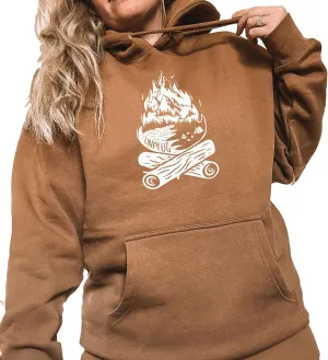 Campfire Mountain Premium Heavyweight Hooded Sweatshirt Men & Women Camping Unplug Hoodie Sweatshirt