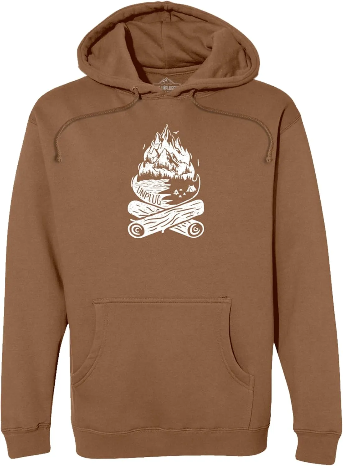 Campfire Mountain Premium Heavyweight Hooded Sweatshirt Men & Women Camping Unplug Hoodie Sweatshirt