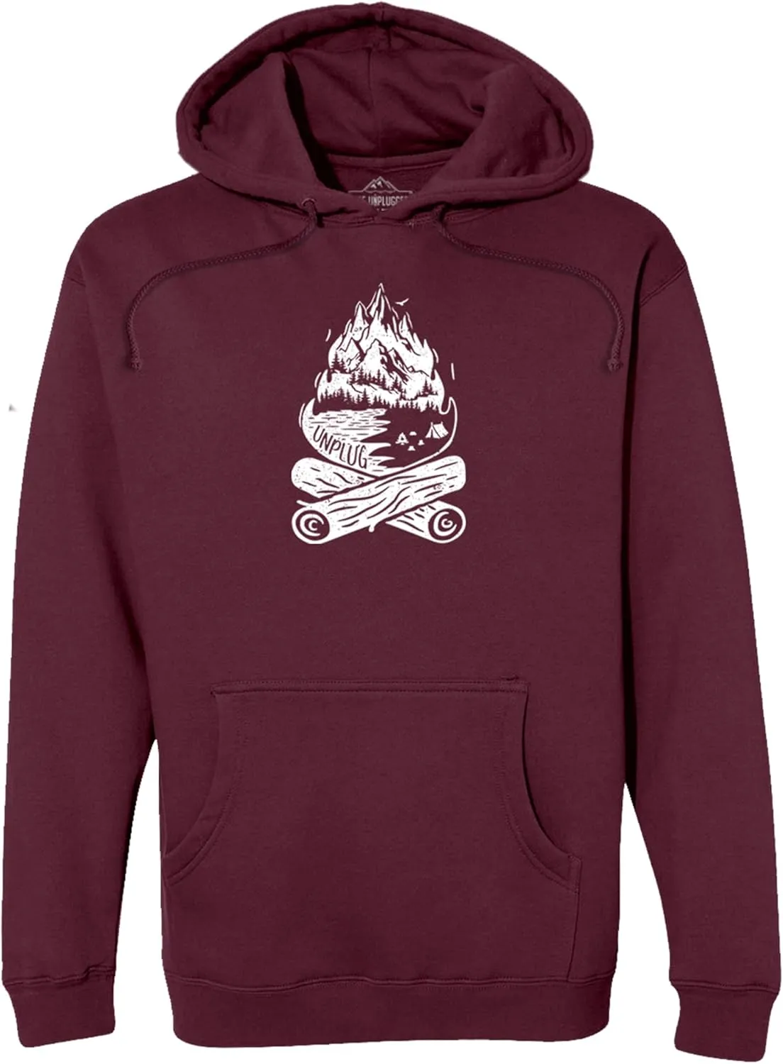 Campfire Mountain Premium Heavyweight Hooded Sweatshirt Men & Women Camping Unplug Hoodie Sweatshirt
