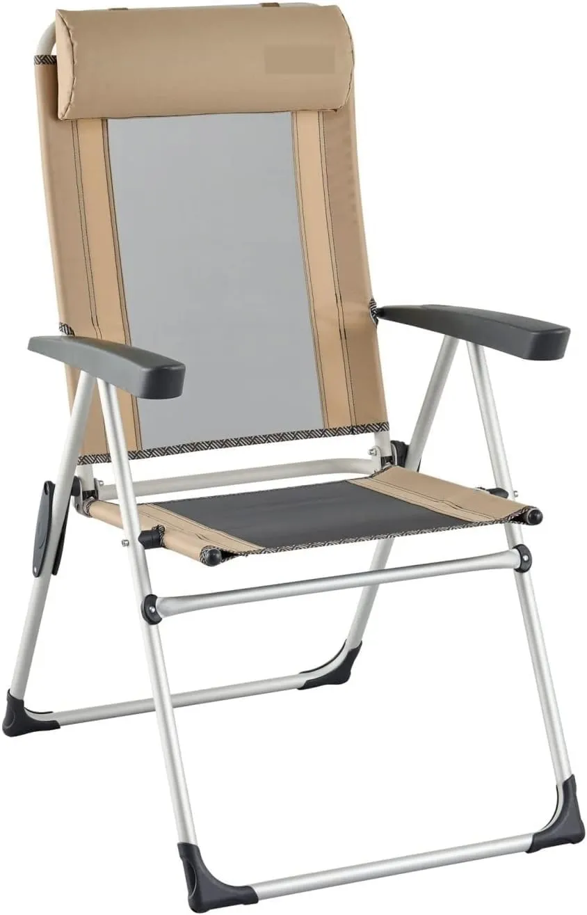 Camping Chair Outdoor Deck Chair Portable Armchair Fishing Camping Seat Stool with Adjustable Backrest and Breathable Mesh Backrest Folding Chair