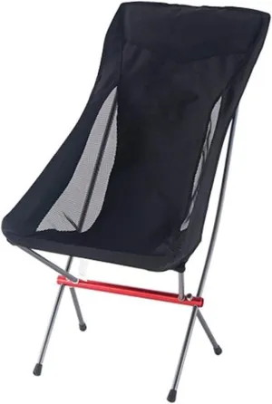Camping Folding Chair Outdoor Chair Ultra Light Portable Camping Armchair Aluminum Rocking Chair Stool (Color : Black)