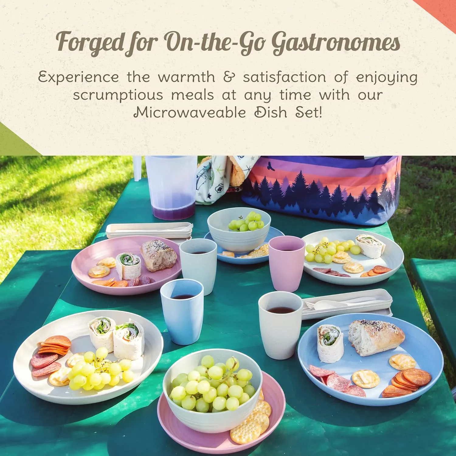 Camping Plates Cups and Bowls Set - 8-pc Wheat Straw Dinnerware Sets - 2 Bowls, 2 Cups, 2 Small & 2 Large Indoor/Outdoor RV Dishes - BPA Free, Dishwasher & Microwave Safe Camp Casual (Rustic Red)