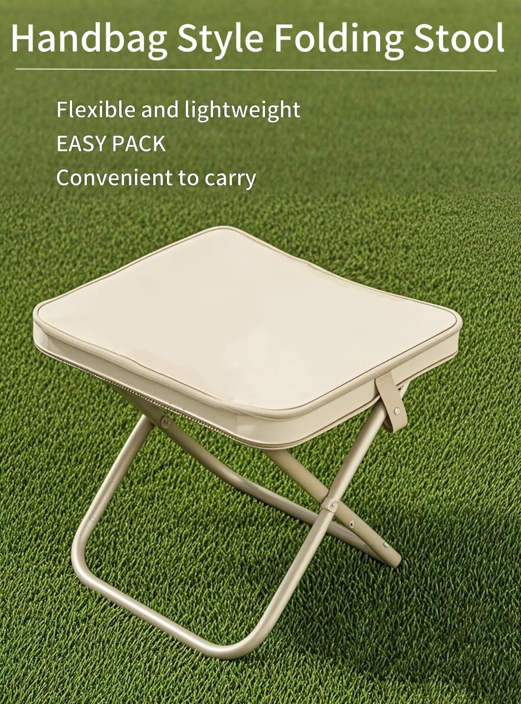 Camping Stool Small Portable Mini Chair Foldable Lightweight Travel Seat Portable Pocket Handbag Stool for Walking Hiking Fishing Picnic Barbecue (Apricot)