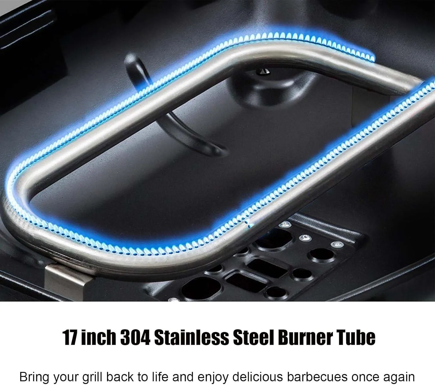 CANDANA Burner for Weber Q100, Q120, Q1000, Q1200, Baby Q Gas Grill, 17inch 304 Stainless Steel Burner Tube 386001, 386002, 516002, 516001, 50060001, 51060001 Replacement Part 69957, 41657 60040