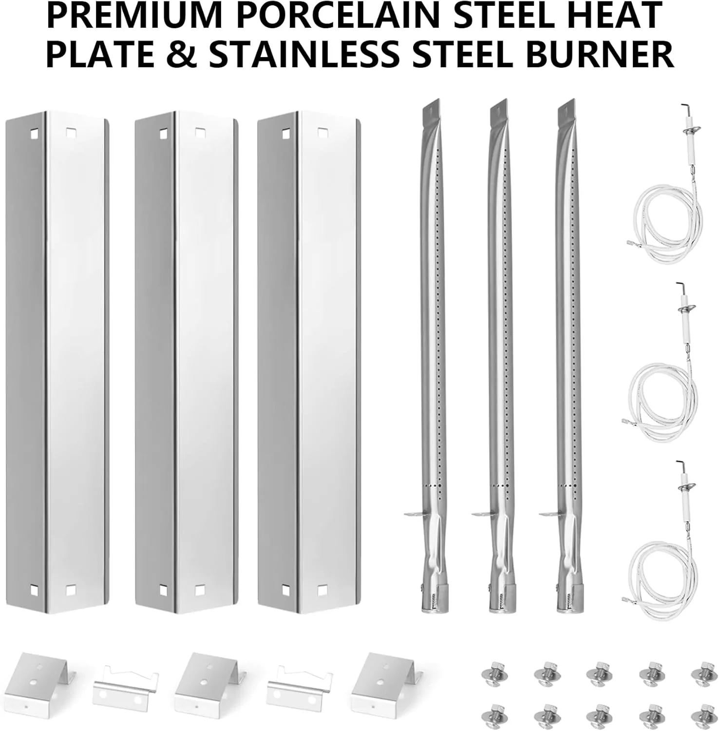 CANDANA Replacement Parts for Char Griller Duo 5050 Grill Grate Cast Iron Burner Porcelain Steel Heat Tent Plate Flame Shield for Chargriller 4000 5252 5650 2121 2123 2222 2828 3001 3030