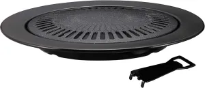 Captain Stagg (CAPTAIN STAG) Grilled Meat Plate Round Grill Plate 33cm 4-Layer with Marble Coating Gas fire only Hook Handle UG-1564
