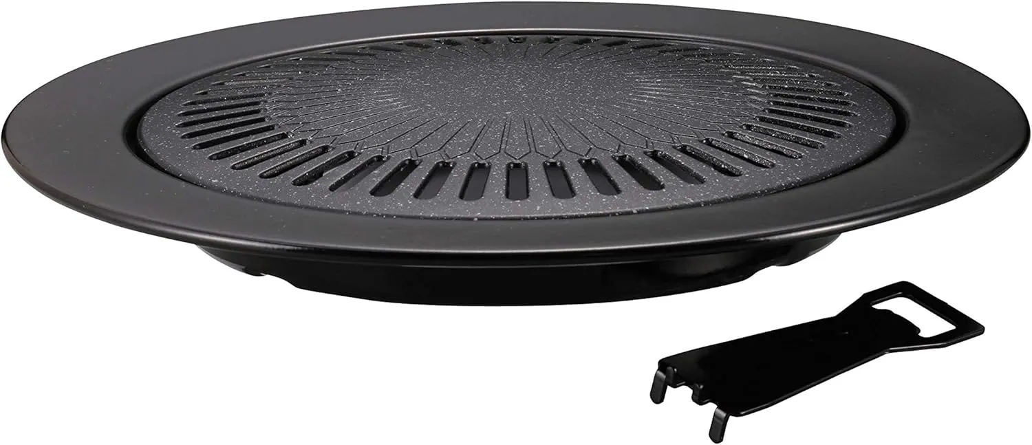 Captain Stagg (CAPTAIN STAG) Grilled Meat Plate Round Grill Plate 33cm 4-Layer with Marble Coating Gas fire only Hook Handle UG-1564