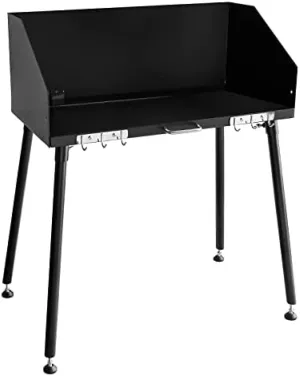 Carbon Steel Camp Cooking Table with Tabletop and Detachable windscreen Dutch Oven Table, Four Legs for Grill Travel Table Outdoor Picnic, Beach,BBQ,backyards,30 x 16 inch