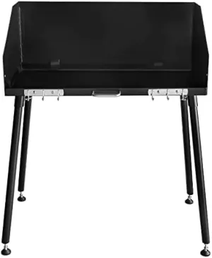 Carbon Steel Camp Cooking Table with Tabletop and Detachable windscreen Dutch Oven Table, Four Legs for Grill Travel Table Outdoor Picnic, Beach,BBQ,backyards,38 x 16 inch
