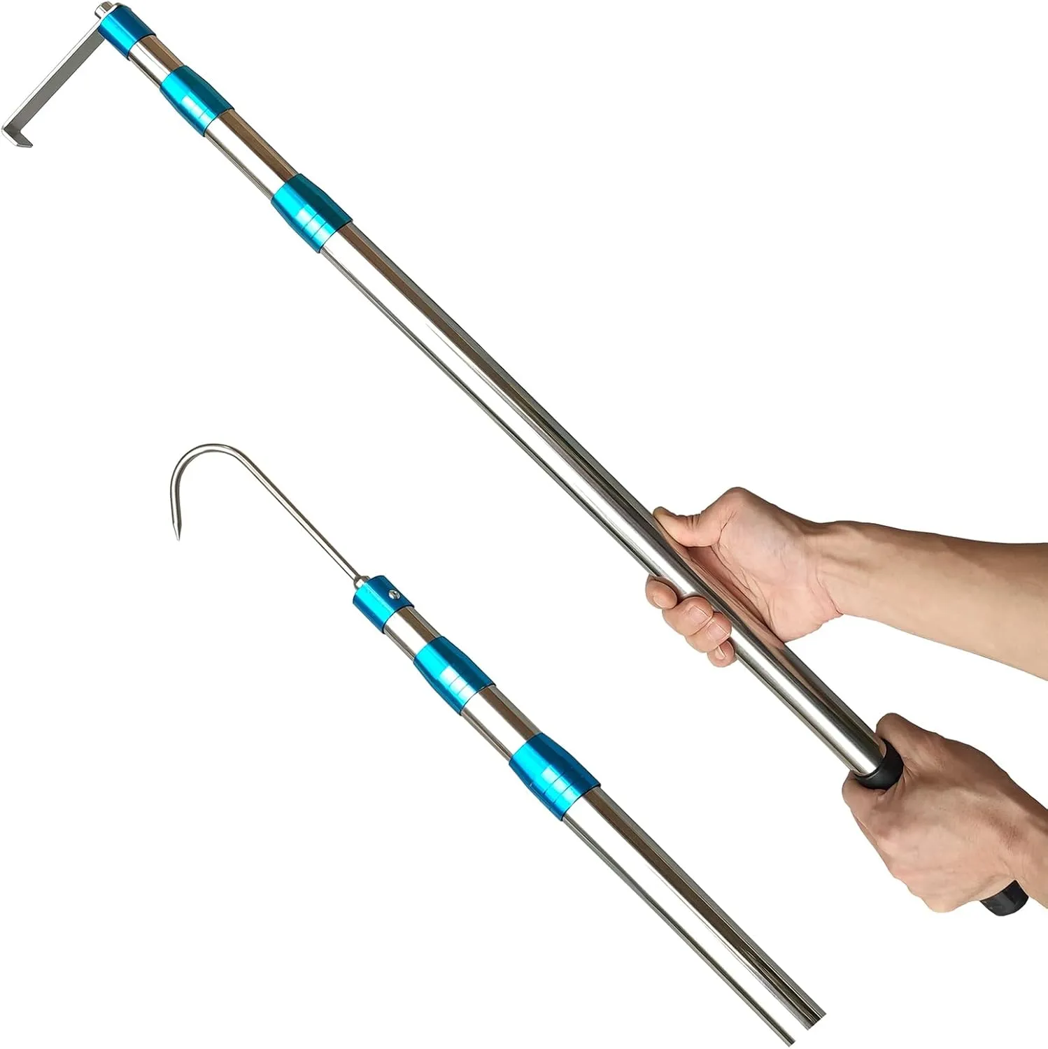 Cargo Grabber Reach Retriever Tool, 6.3 Ft Heavy Duty Truck Bed Accessories Telescoping Pull Pole with Two Hooks